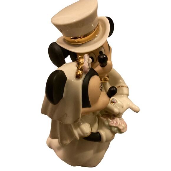 Lenox Disney Minnie's Dream Wedding Cake Topper Figurine Mickey Crystal Ring - Picture 3 of 11